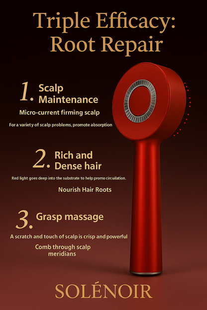 SOLÉNOIR™ Luxury LED Hair Growth Brush – Red Light Scalp Therapy Device
