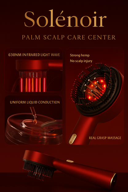SOLÉNOIR™ Luxury LED Hair Growth Brush – Red Light Scalp Therapy Device