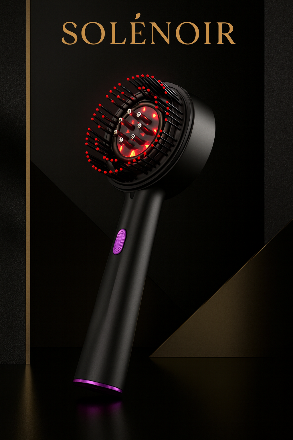 SOLÉNOIR™ Luxury LED Hair Growth Brush – Red Light Scalp Therapy Device