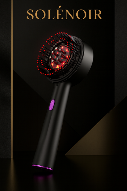 SOLÉNOIR™ Luxury LED Hair Growth Brush – Red Light Scalp Therapy Device