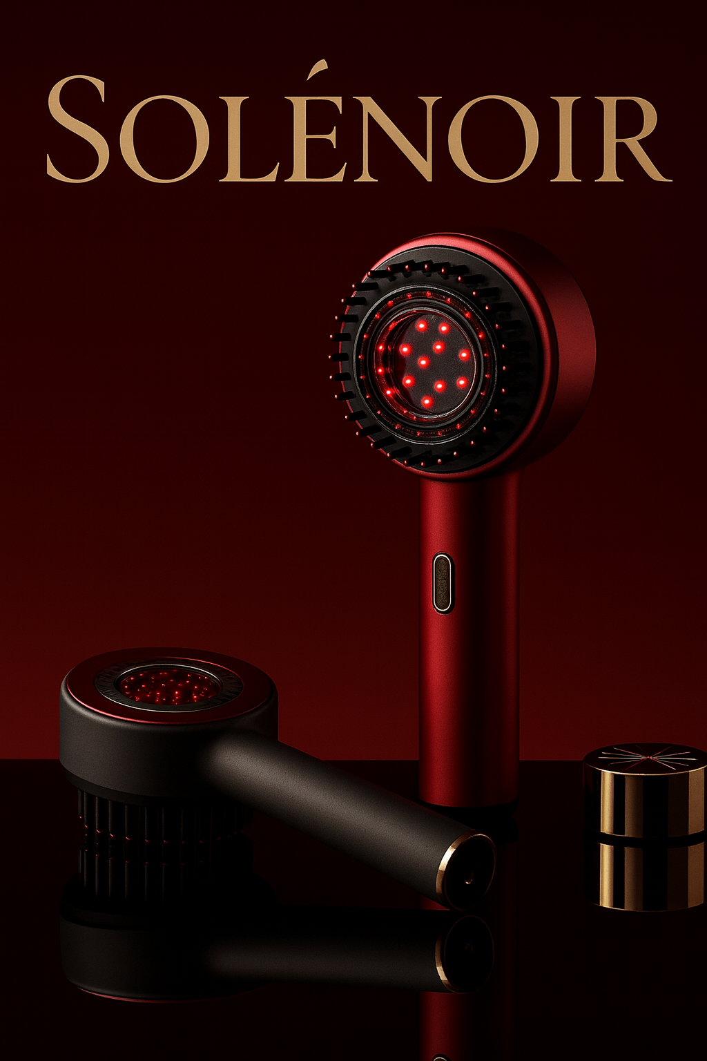 SOLÉNOIR™ Luxury LED Hair Growth Brush – Red Light Scalp Therapy Device