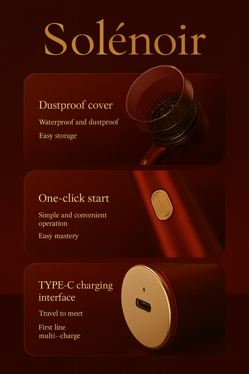 SOLÉNOIR™ Luxury LED Hair Growth Brush – Red Light Scalp Therapy Device